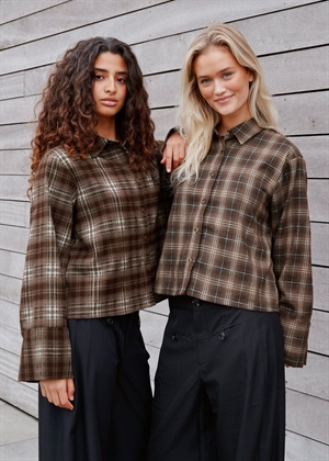 Jaylin flannel check skjorte Dark Taupe Neo Noir